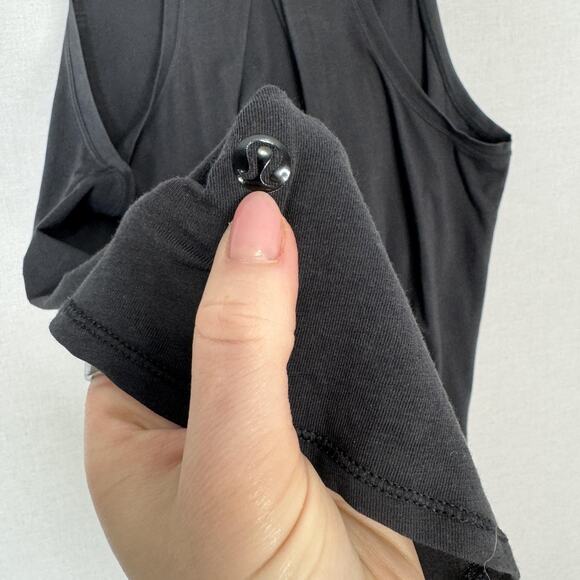 Lululemon All Tied Up Tank Womens 10 Black Pima Cotton Split Back Yoga Top - Picture 5 of 8